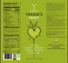 Load image into Gallery viewer, YANNI’S FINEST,Greek Multi Awarded Extra Virgin Olive Oil,17 fl.oz
