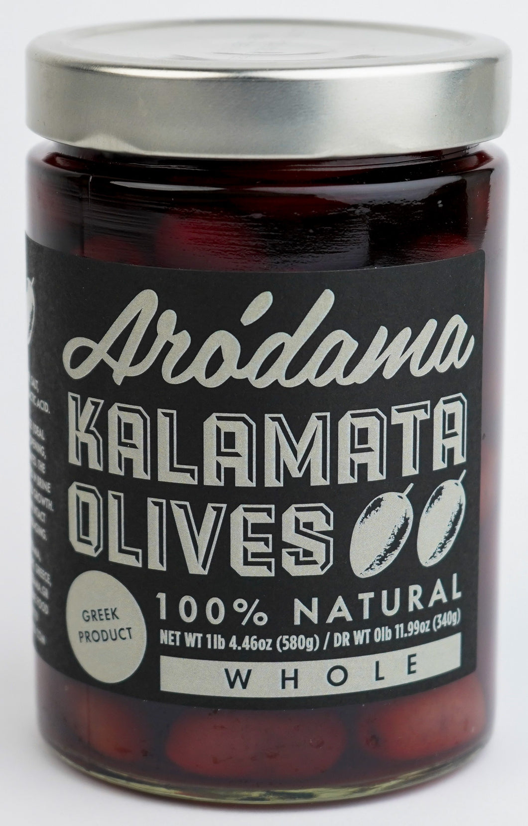 Kalamata Olives Whole Net Weight 20.46 Oz (580g) / Dry Weight 11.99 Oz (340g)