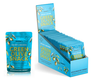 Low Salt & Semi Dried Green Olive Snack NO Sugar Added 1.05 Oz (12 Pack)