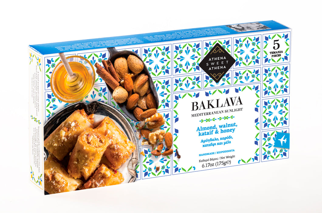 Mediterranean Sunlight Baklava - Almond, Walnut, Kataif & Honey - 5 rolls 6.17oz (175g)